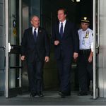 Bloomberg and Cameron emerge from Penn Station